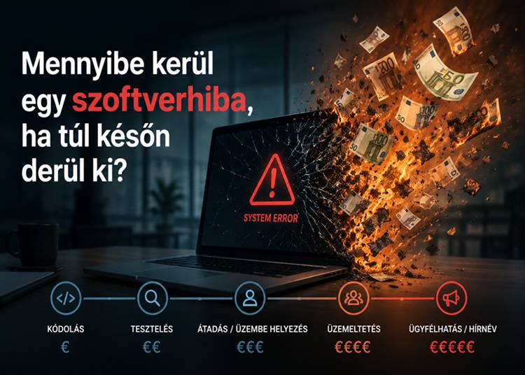 Mennyibe kerül egy szoftverhiba, ha túl későn derül ki?