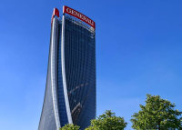 Levált a Generali-torony tetején lévő nagy méretű reklámfelirat